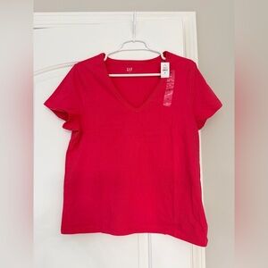 GAP Women's Raspberry V-Neck Tee